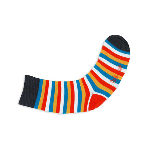 An image of Gold Stripe, calf-length sock by Doris & Dude
