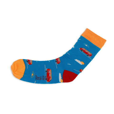 An image of Green Camper, calf-length sock by Doris & Dude
