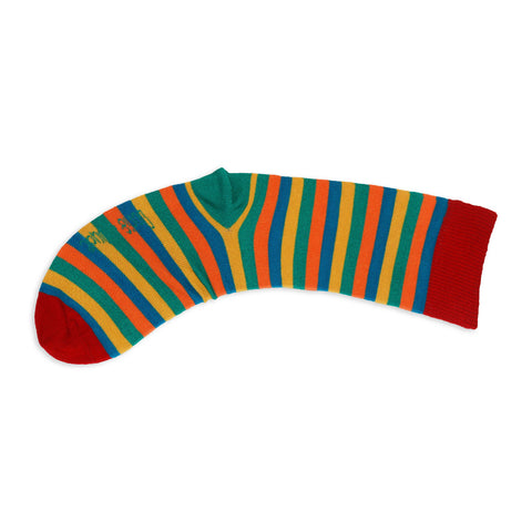 An image of Teal Stripe, calf-length sock by Doris & Dude