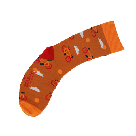 An image of Gold Bike, calf-length sock by Doris & Dude