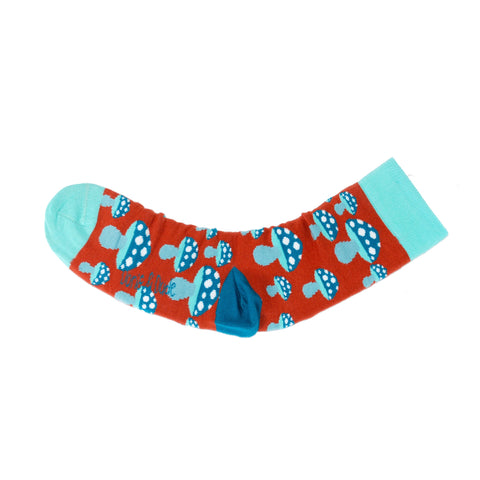 An image of Rust Mushrooms, calf-length sock by Doris & Dude