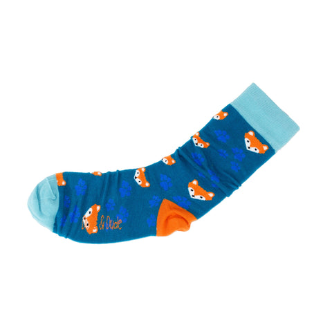 An image of Teal Fox, calf-length sock by Doris & Dude