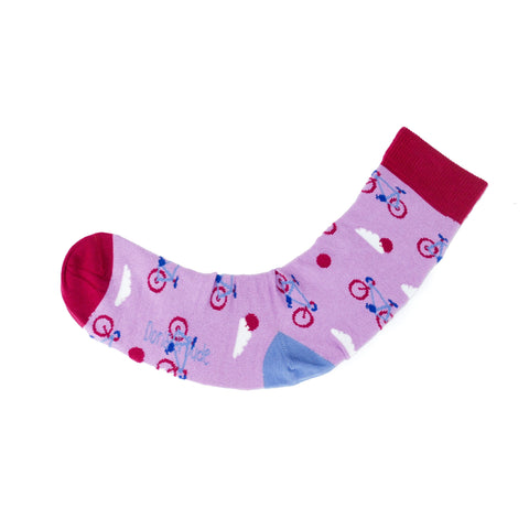 An image of Lilac Bike, calf-length sock by Doris & Dude