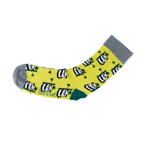 An image of Lime Panda, calf-length sock by Doris & Dude