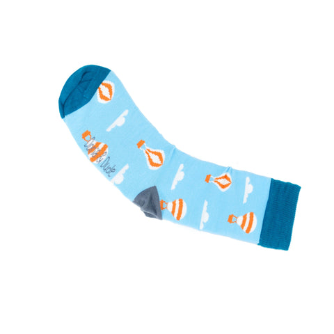 An image of Sky Blue Balloon, calf-length sock by Doris & Dude