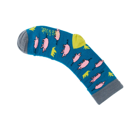 An image of Teal Pig, calf-length sock by Doris & Dude