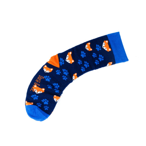 An image of Navy Fox, calf-length sock by Doris & Dude
