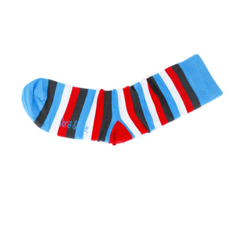 An image of Red Stripe, calf-length sock by Doris & Dude