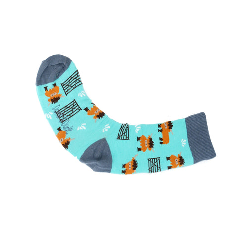 An image of Mint Highland Cow, calf-length sock by Doris & Dude