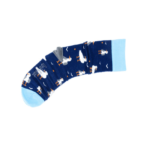 An image of Navy Seagull, calf-length sock by Doris & Dude