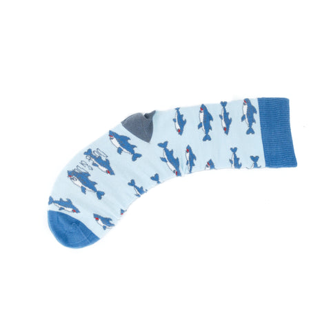 An image of Blue Shark, calf-length sock by Doris & Dude